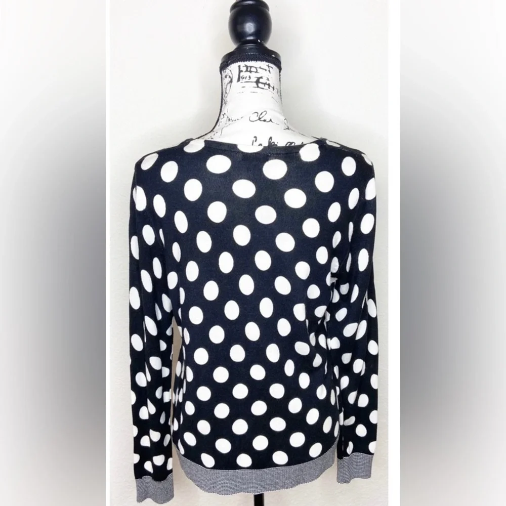 Escio Black & White Polka Dot Cardigan Sweater - Picture 2 of 4